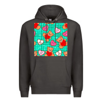 Smoke valentines day teddy bears and cookies seamless pattern Premium Hoodie - BundleAndBundleShop