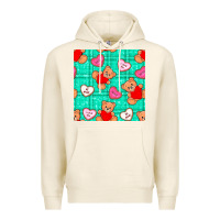 Tofu valentines day teddy bears and cookies seamless pattern Premium Hoodie - BundleAndBundleShop