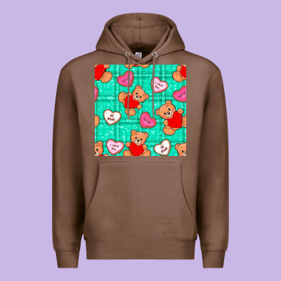 Valentines Day Teddy Bears And Cookies Seamless Pattern Premium Hoodie Designed By Bundleandbundleshop