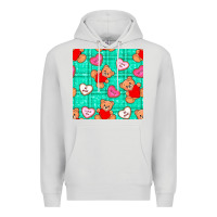 Dove Grey valentines day teddy bears and cookies seamless pattern Premium Hoodie - BundleAndBundleShop