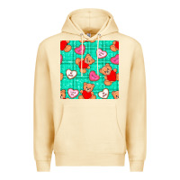 Pina Colada valentines day teddy bears and cookies seamless pattern Premium Hoodie - BundleAndBundleShop