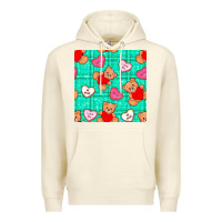 Sandshell valentines day teddy bears and cookies seamless pattern Premium Hoodie - BundleAndBundleShop
