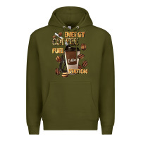 Army Green energy coffee fuel station Premium Hoodie - Artiststas