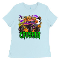 Baby Blue spooky crusher monster truck Ladies Tee - BarkalooDesign