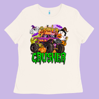 Spooky Crusher Monster Truck Ladies Tee Designed By Barkaloodesign