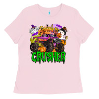 Bubblegum Pink spooky crusher monster truck Ladies Tee - BarkalooDesign