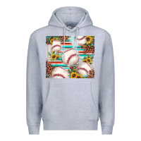 Heather Grey baseball leopard sunflower Premium Hoodie - JahusDesignShop