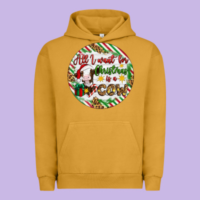 Christmas All I Want For Christmas Is A Cow Urban Hoodie Designed By Artiststas