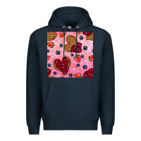 Navy valentines day waffles seamless pattern Premium Hoodie - BundleAndBundleShop