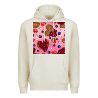 Oatmeal Heather valentines day waffles seamless pattern Premium Hoodie - BundleAndBundleShop