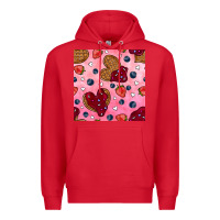Red valentines day waffles seamless pattern Premium Hoodie - BundleAndBundleShop