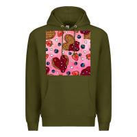 Army Green valentines day waffles seamless pattern Premium Hoodie - BundleAndBundleShop