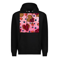 Black valentines day waffles seamless pattern Premium Hoodie - BundleAndBundleShop
