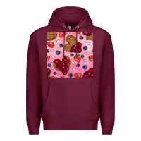 Burgundy valentines day waffles seamless pattern Premium Hoodie - BundleAndBundleShop