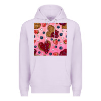 Lilac valentines day waffles seamless pattern Premium Hoodie - BundleAndBundleShop