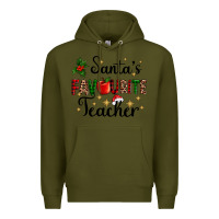 Army Green santas favourite teacher Premium Hoodie - AdoDesignShop