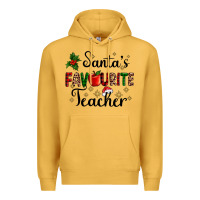Mustard santas favourite teacher Premium Hoodie - AdoDesignShop