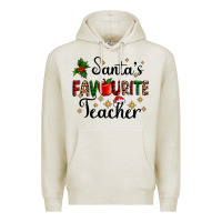 Oatmeal Heather santas favourite teacher Premium Hoodie - AdoDesignShop