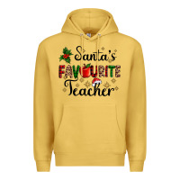 Antique Gold santas favourite teacher Premium Hoodie - AdoDesignShop