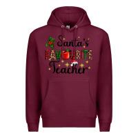Burgundy santas favourite teacher Premium Hoodie - AdoDesignShop