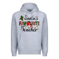Heather Grey santas favourite teacher Premium Hoodie - AdoDesignShop