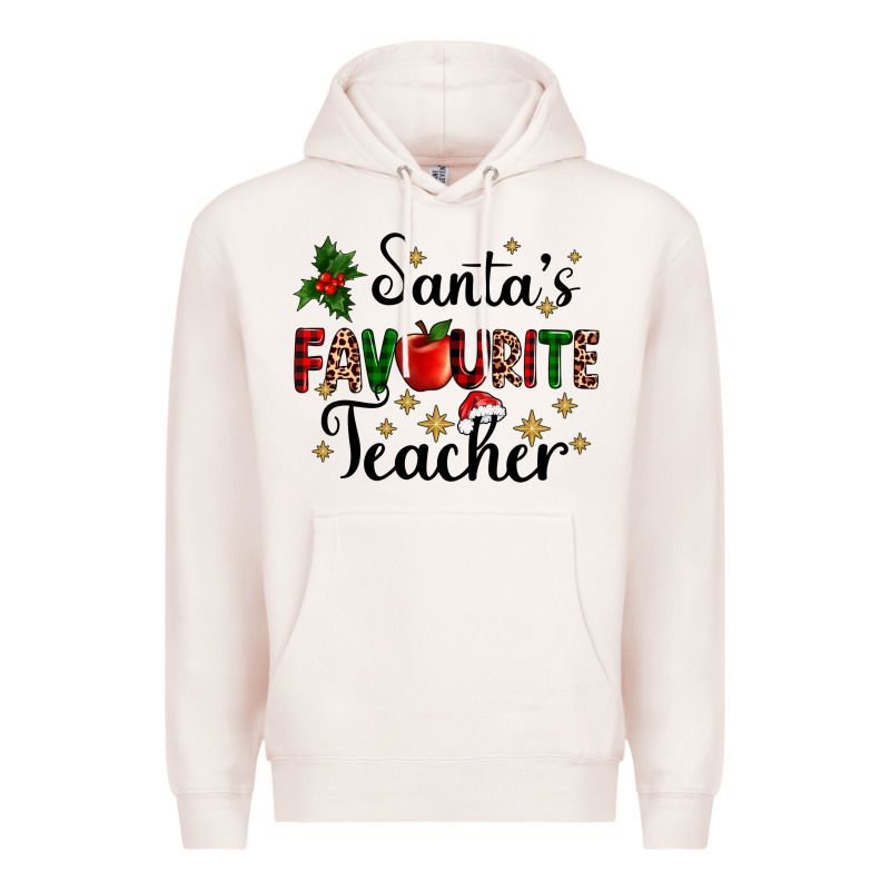 Santas Favourite Teacher Premium Hoodie by AdoDesignShop | Teevron