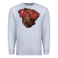 Heather Grey labrador retriever with love glass Premium Sweatshirt - RanaPortraitStore