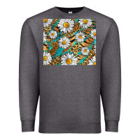Charcoal Heather Leopard And Tiger Daisy Premium Sweatshirt - RanaPortraitStore