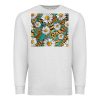 Oatmeal Heather Leopard And Tiger Daisy Premium Sweatshirt - RanaPortraitStore
