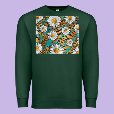 Premium Sweatshirt Leopard And Tiger Daisy