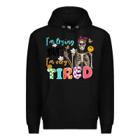 Black im trying but im very tired Premium Hoodie - Artiststas