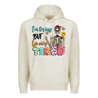 Oatmeal Heather im trying but im very tired Premium Hoodie - Artiststas