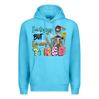 Ocean Blue im trying but im very tired Premium Hoodie - Artiststas