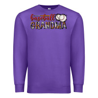 Purple baseball grandma with leopard Premium Sweatshirt - texasbilliewilder