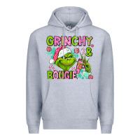 Heather Grey christmas characters and bougie Premium Hoodie - AdoDesignShop