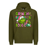 Army Green christmas characters and bougie Premium Hoodie - AdoDesignShop