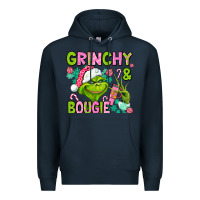 Navy christmas characters and bougie Premium Hoodie - AdoDesignShop
