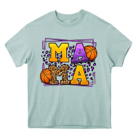 Arona Purple and gold Basketball leopard frame Mama Heavy Core Tee - LillyAllenDesigns