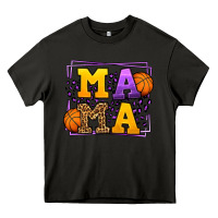 Asphalt Purple and gold Basketball leopard frame Mama Heavy Core Tee - LillyAllenDesigns