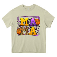 Mossy Purple and gold Basketball leopard frame Mama Heavy Core Tee - LillyAllenDesigns