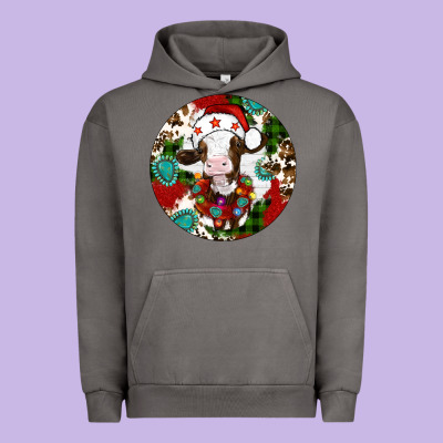 Christmas Cow Gemstone Urban Hoodie Designed By Artiststas