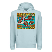 Blue Mist football turquoise sunflower Premium Hoodie - JahusDesignShop