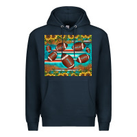 Navy football turquoise sunflower Premium Hoodie - JahusDesignShop