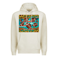 Oatmeal Heather football turquoise sunflower Premium Hoodie - JahusDesignShop
