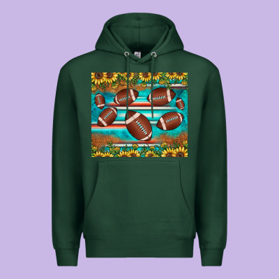Football Turquoise Sunflower Premium Hoodie Designed By Jahusdesignshop