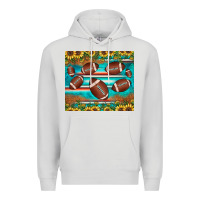 Dove Grey football turquoise sunflower Premium Hoodie - JahusDesignShop