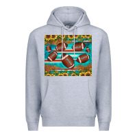 Heather Grey football turquoise sunflower Premium Hoodie - JahusDesignShop