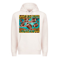 Pale Pink football turquoise sunflower Premium Hoodie - JahusDesignShop