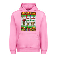 Fuchsia Pink Christmas Dear Santa Just Bring Wine Urban Hoodie - Artiststas