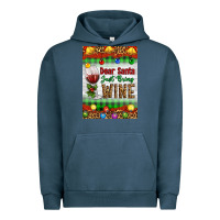 Pigment Midnight Navy Christmas Dear Santa Just Bring Wine Urban Hoodie - Artiststas